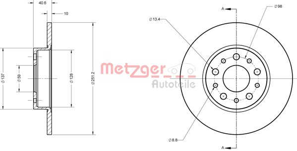 METZGER 6110828 Bremsscheibe